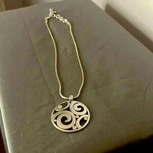 Brighton London Groove Silver Pendant Contempo Necklace 18" with pouch